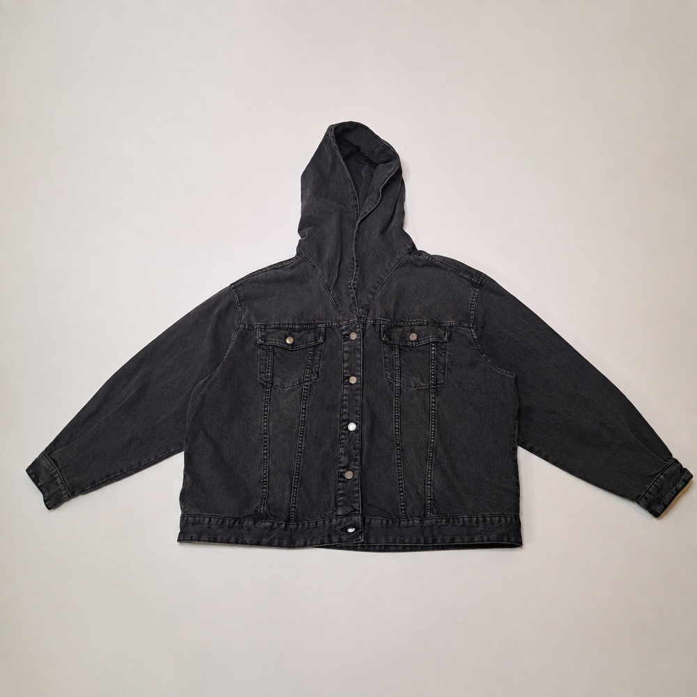 Wild Fable XXL Black Hooded Denim Jacket NWT - Picture 2 of 6